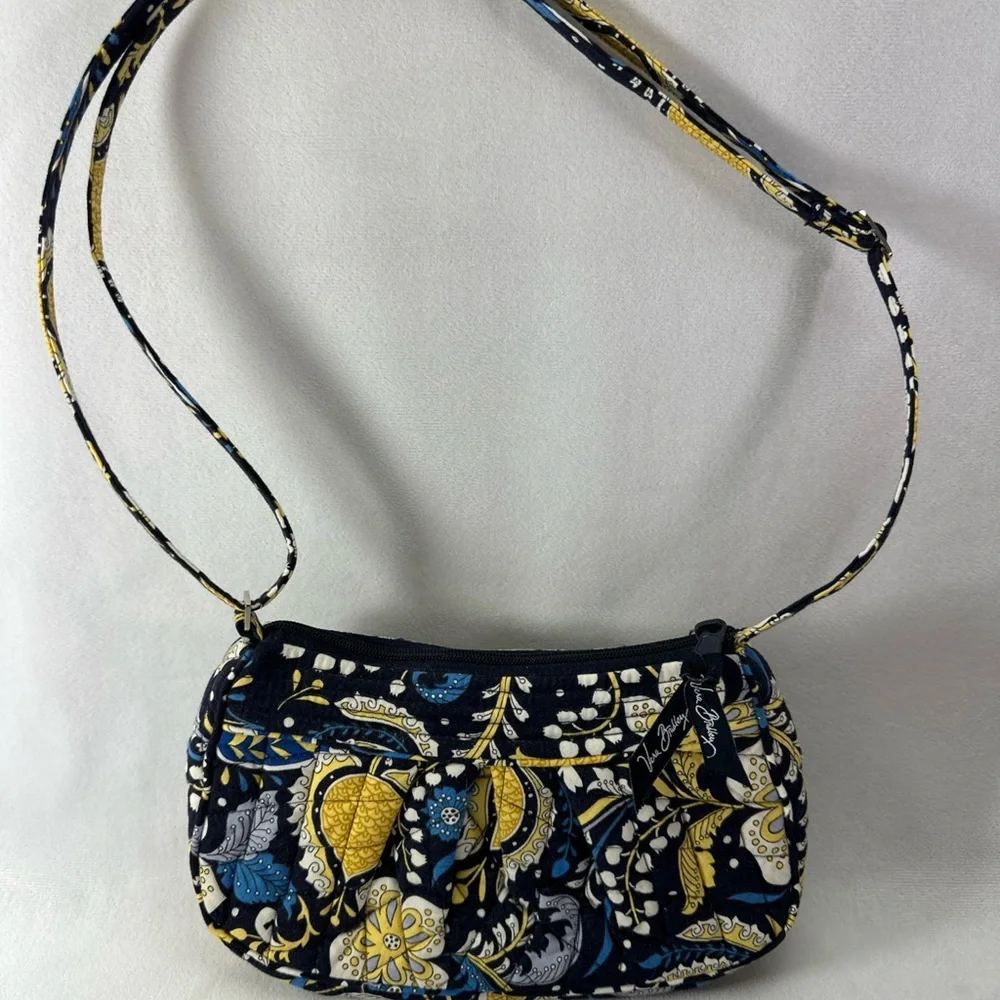 Retired Vera Bradley Blue and Yellow Patterned Shoulder Bag
